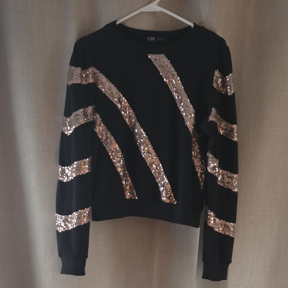 CBR Black and Gold Sequin Women's Sweater